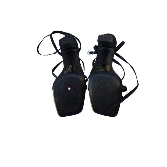 New Black Satin Strappy Brendi Steve Madden Starlet Stilettos Heels Sandals SZ 8 - Picture 2 of 2